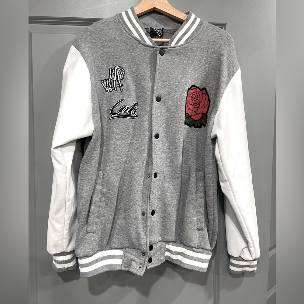 Original deluxe supply varsity jacket - skull & roses